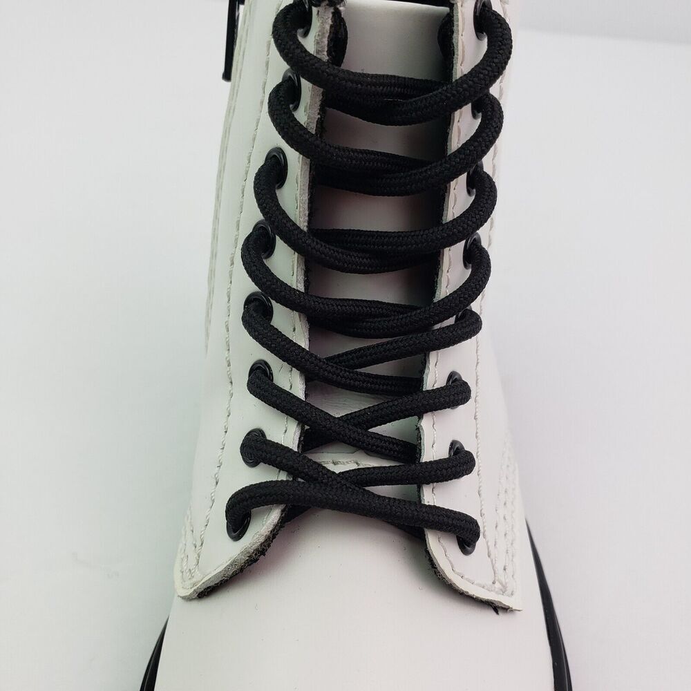 Dr Doc Martens 1460T Toddler Girls Size 8 White Leather Lace Up Combat Boots - Picture 9 of 12
